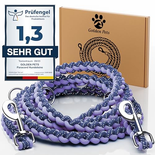 Nota di prova: molto buono – Guinzaglio riflettente I 2 m, regolabile, resistente alle intemperie e agli strappi fino a 250 kg I Guinzaglio Paracord, Guinzaglio a tracolla I cani di piccola taglia