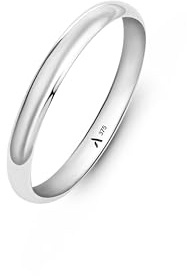 Amberta Allure Fede Nuziale in Oro Bianco 9 Carati per Donna: Fede Oro Bianco 2.5 mm Misura 15