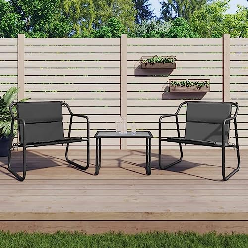 KTHLBRH Juego de muebles de jardín para terraza, muebles de balcón, 3 piezas, juego de salón de jardín con cojines, color antracita y acero