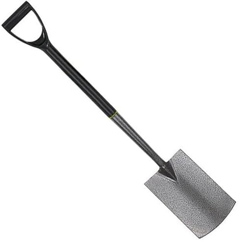 AAMEN Heavy duty Garden Spade - Outdoor Digging Spade For Planting, Gardening Tools, Carbon Steel Border Spade With Durable Plastic D-Handle - Grey Fencing Spade_7.5 x 19.5 x 92cm