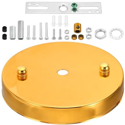 PATIKIL 4.7in Light Canopy Kit, 1 Set Pendant Light Mounting Kit Chandelier Mounting Kit Hanging Bracket Replacement Ceiling Light Cover Plate Hardware 2 Holes for Light Fixture, Golden
