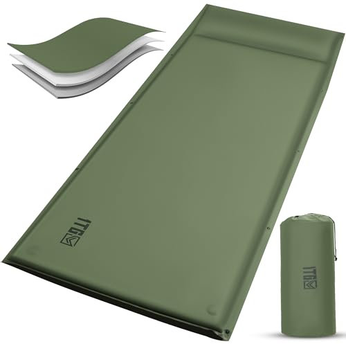 1TG Tactical Isomatte Selbstaufblasend, 3cm Dicke Isomatte Camping 200x70cm, Luftmatratze Camping Ultraleicht Geräuschlos für Ruhigen Schlaf, Ideal für Outdoor, Backpacking und Autocamping