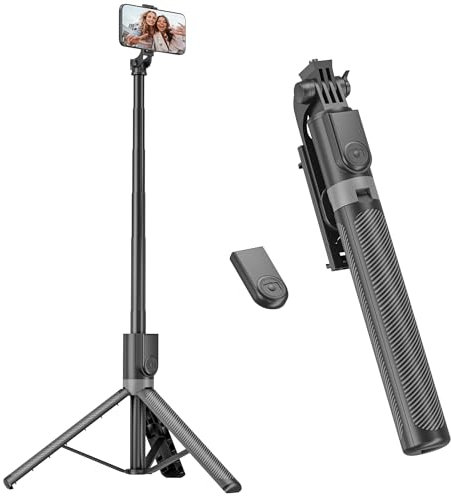 RISEOFLE 180cm Handy Stativ & Selfie Stick, Aluminium Integriertes Ausziehbares Stativ für Smartphone, Tragbarer Reisestativ-Ständer mit drahtloser Fernbedienung für iPhone/Samsung/Android/Kamera