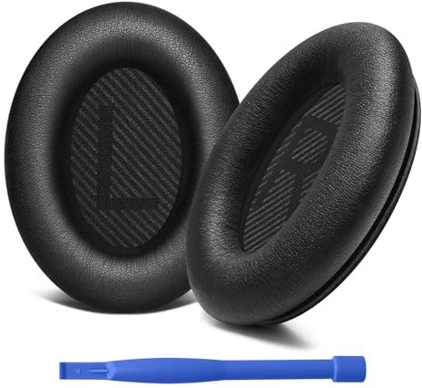 Ersatz Ohrpolster für Bose QC35 & QC 35 II Kopfhörer, Ersatzpolster mit Weichem Leder und Akustischem Schaumstoff für Bose QuietComfort 35ii/35/25/15 QC2/Ae2 (Schwarz)