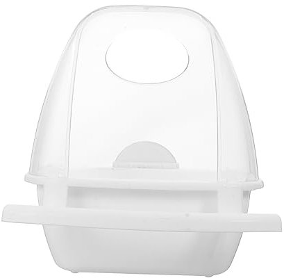 FONDOTIN Spill-Proof Bird Food Box Plastic Feeder Catcher Tray for Parakeet Canary Cockatiel Finch Easy to Install White