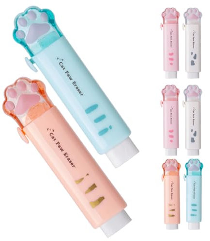 DOITOOL 8 Pièces Gomme patte de chat pour coloré école en forme de gomme conçue fournitures scolaires kawaii gomme rétractable kawaii les élèves testent les gommes gamme de crayons