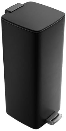 Amig - Pattumiera con pedale 30 litri Mod. Artvin - Colore nero - Apertura igienica senza mani - 27 x 36 x 65 cm - Acciaio inox laccato - Cestino da cucina con coperchio ermetico