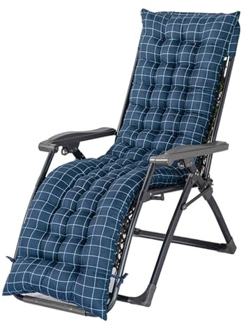 Cojines para silla reclinable de jardín, cojines para silla reclinable con capucha antideslizante y 6 pares de correas para jardín, patio, vacaciones, relax, 48 x 170 cm