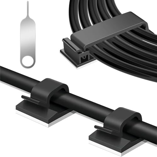 SZFUDIGO Soporte para cables autoadhesivo, color negro, 126 unidades, soporte para cables, clips para cables, luces de hadas, adecuado para coche, hogar y gestión de cables para escritorio