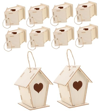 BCOATH 12pcs DIY Wooden Birdhouse Kit for Smooth Surface Safe Craft Materials for Outdoor Hanging Garden Decor Creative Painting Activity for Boys
