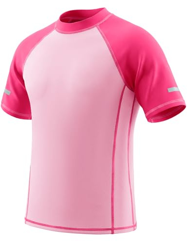 Keyck Camiseta de Baño Niñas Protección Solar Manga Corta 7-8 Años, Rosa
