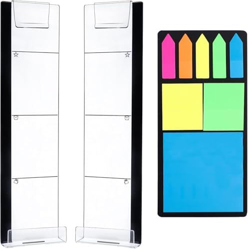 Monitor Memo Board, 2PCS Multifunction Sticky Note Holder for Computer Screen,Transparent Creative Monitor Side Panel with Sticky Note Holder Phone Holder Suitable for Office Home Work Desk