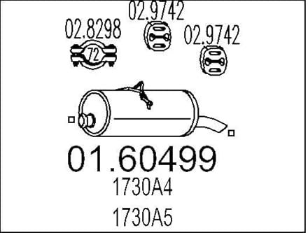 MTS Silencieux arrière Pot d'Échappement 01.60499