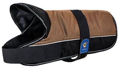 Knuffelwuff 13873-001 Hundemantel Funktionstextil reflektierend mit Kragen, 25 cm, braun/schwarz