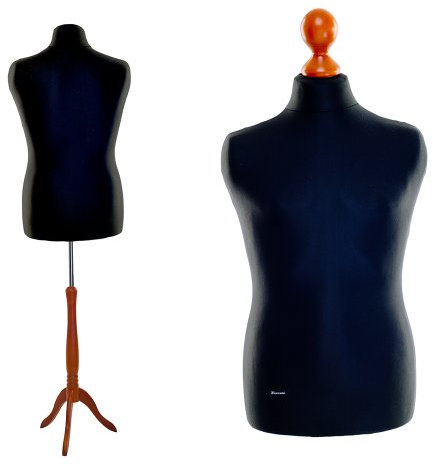 LUCCESI | Schneiderpuppe | Damen (S-XL) / Herren (L) | Männlich (Male ♂) | Korpus Size L (Large/50-52) | Wechselbezug schwarz | Standfuss Calvados | weitere Größen (weiblich / Female ♀) S - XL