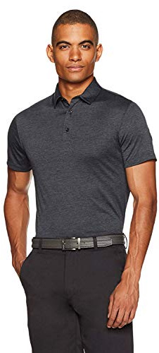 Amazon Essentials Men's Slim-Fit Quick-Dry Moisture Wicking Tech Stretch Short Sleeve Lightweight Golf Polo Shirt, Black Heather, X-Large