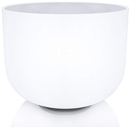 Klangschale aus mattiertem Kristallglas, 20 cm, für Wurzel-Chakra Klangschalen-Set inklusive O-Ring, Schlägel inklusive, Weiß, Entspannung, Meditation 8 Inch 440 Hz, 8F-Weiß