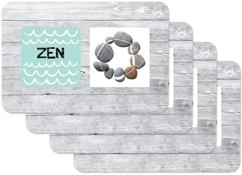 Venilia Tovagliette Stampate Zen, Tovagliette da Tavola, Tovagliette per Sala da Pranzo, a Prova di Cibo, 4 Pezzi, 30 x 45 cm