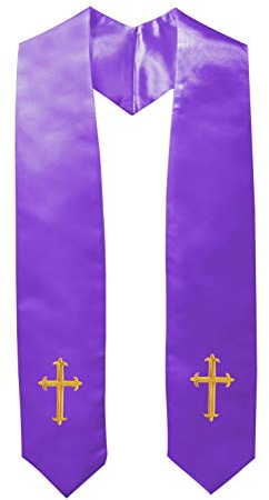 IvyRobes Estola tradicional de coro para adultos con cruz bordada de 60 pulgadas, Púrpura, talla única