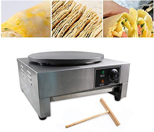 WUPYI2018 Creperas de acero inoxidable, 3000 W, diámetro de 40 cm, termostato integrado