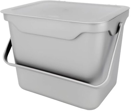 Easy Eco Light Grey Kitchen Compost Caddy/Food Recycling Waste Bin - 5 Litre (5L)
