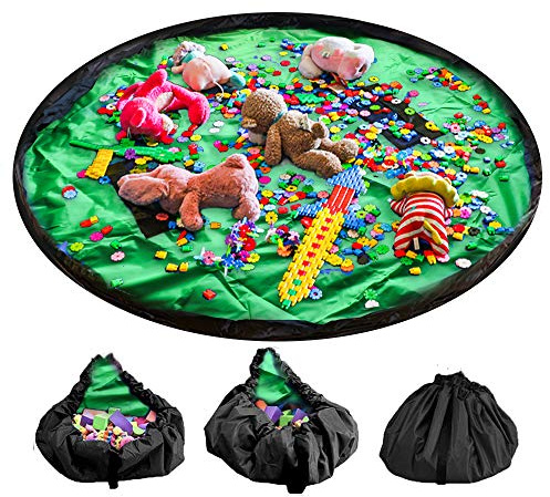 LandJoy Bolsa de Almacenamiento de Juguetes para Niños Bebé Impermeable y Plegable Bolsa de Almacenamiento de Juguetes los De Gran Tamaño Children Play Mat 60 Pulgadas（150cm,Verde)