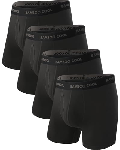 BAMBOO COOL Men's Ultra Breathable Underwear,No Riding Up Boxer Briefs with ComfortFlexible Waistband,Multipack