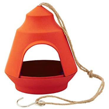 Point-Virgule Comedero para pájaros para colgar, pajarera, balcón, comedero para pájaros, naranja, 17,7 x 17,9 x 15,5 cm