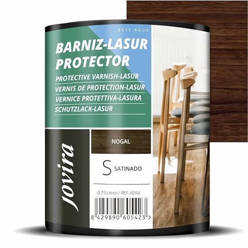 JOVIRA PINTURAS Vernis Lasur Effet Satiné Protector à L'eau. Elle protège, décore et embellit tous les types de bois. (750 Millilitres, Noyer)