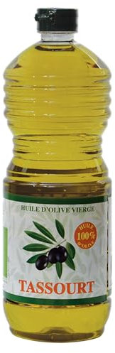 Huile d'Olive Tassourt 1L - Extra Vierge 100% Naturelle, Pressée à Froid, Idéale pour Salades et Plats Méditerranéens, Goût Authentique