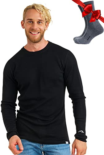 Merino.tech Camiseta Termica Lana Merino Hombre - Ropa Térmica 100% Lana (Medium, 320 Black)