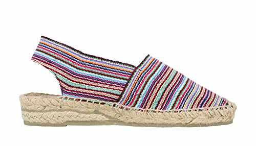 ALPARGATUS Espadrilles compensées avec talon bas et design à rayures (fabriquées à la main en Espagne), violet, 37 EU
