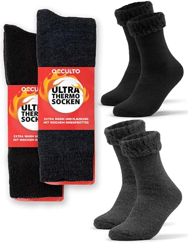 Occulto Calzini Termiche Donna & Uomo Pacco da 2 (modello: Yuki) Nero Antracite 39-42