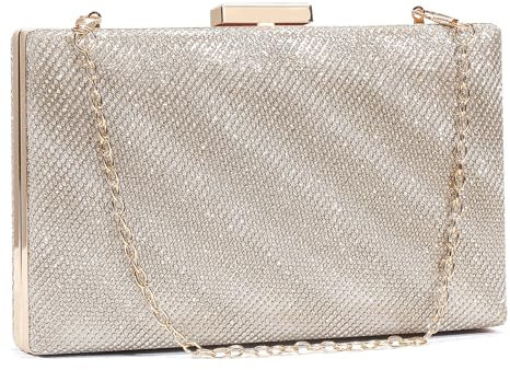 BAIGIO Bolso de Boda, Oro Plata Clutch Mujer Fiesta Carteras de Mano Bolso de Noche Embrague Bandolera Con Cadena Novia