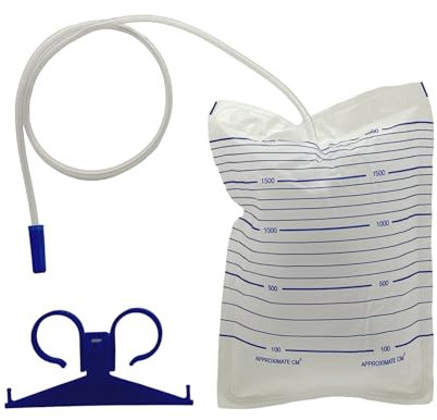 Sacca per urina da letto - monouso - capacità ml. 2000 - tubo cm.90 - valvola anti reflusso - senza scarico - conf. 120 pz (4 x 30 pz) - CE