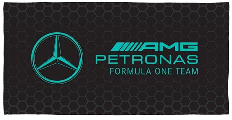Character World Mercedes AMG Petronas Offizielles Handtuch, superweiches Gefühl, Formel 1-Design, perfekt für Zuhause, Bad, Strand und Schwimmbad, Einheitsgröße, 75 cm x 150 cm, 100% Baumwolle