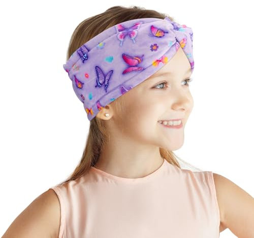 Stirnband Kinder Winter Mädchen Stirnbänder Winter Verstellbar Plüsch Haarband Elastische Ohrenwärmer für Ski Wandern Radfahren Laufen Outdoor