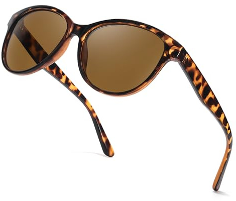 TJUTR Gafas de sol retro para mujer, polarizadas, protección UV, clásicas, para senderismo, viajes, conducción, A05tortuga marrón