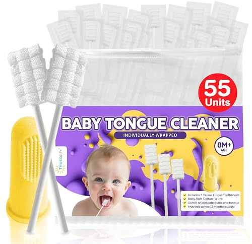 Trueocity Baby Tongue Cleaner Newborn – Soft Oral Cleaner for Infants, Gum & Mouth Cleaning for 0-3 Month Babies, Easy to Use and Safe for Daily Hygiene – Best Value Pack of 55 Units