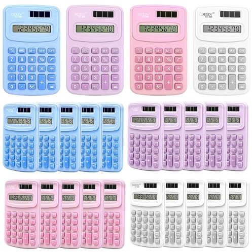 Lot de 24 Mini Calculatrices de Bureau, 8 Chiffres, Format 10 x 6,4 cm | Fonctions standard, format portable pour l’école, les étudiants, les enseignants, le bureau, la maison et les cadeaux
