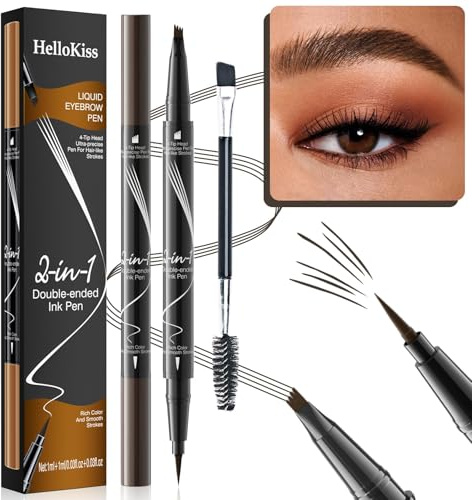1 Stück Augenbrauenstift Wasserfest, 2-in-1 Dual-Ended Microblading Augenbrauenstift, Wischfest Eyebrow Pencil Kann Leicht Natürliche Augenbrauenfarbe(1 Stück Dunkelbraun)