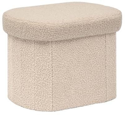 Bonlife Sitzbank mit Stauraum, klappbare Sitztruhe, Aufbewahrungsbox, Fußbank, Liebe, für Schlafzimmer Wohnzimmer Flur, Beige, 41X31X31cm
