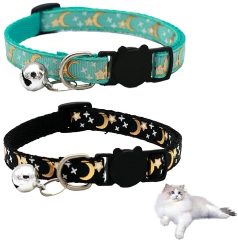2pièces Colliers pour Chat avec Cloche,Réglable Réfléchissant Collier pour Chat,Collier Chats,avec Clochette et Boucle de Sécurité,pour Chatons et Petits Chien