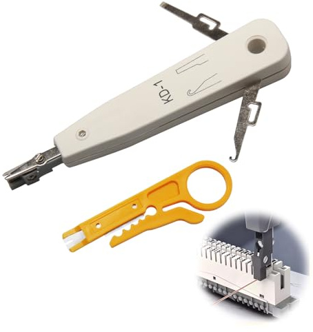 Compatible Avec LSA Plus Outil D’Insertion Réseau 175×34mm Set 2 Pièces Pour Prises RJ45 Boîtes D’Encastrement Patch Panel Câbles De Brassage Avec Lame Et Mini Coupe-Câbles