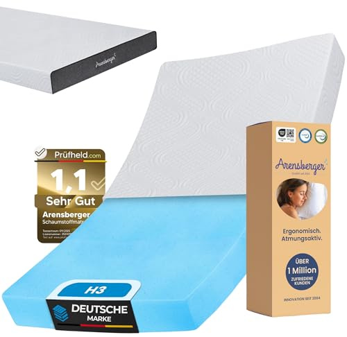 Arensberger Matratze Anna 100x200cm Höhe 13cm | NANOCELL® Gel-Schaum | Mittelfest H3 | Premium-Bezug 240g/m² | 60°C waschbar | Kaltschaum-Matratze 100x200 | Note 1,1 | Öko-Tex Zertifiziert