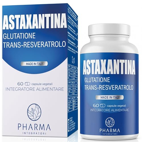 Astaxantina 8 mg - Integratore con Resveratrolo e Glutatione - 60 capsule