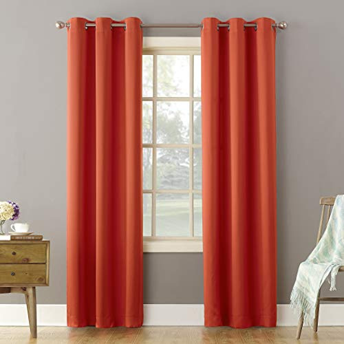 Sun Zero Becca Energy Efficient Grommet Curtain Panel, 40 x 84, Tangerine