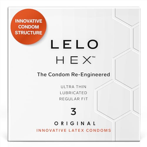 LELO HEX Original PreservativiSottili Rinforzati, Leggermente lubrificati Condom, Preservativi con rilievi e nervature, Diametro 54 mm (Confezione da 3)