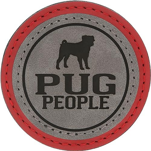 Pavilion Gift Company 67639 2.5 Inch Round Dog Refrigerator Magnet Pug People, PU Leather & Velvet, Red