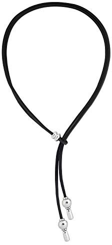 Beau Soleil Jewelry Elegante Halskette aus Leder für Damen mit 12mm Perlen – Verstellbare Lederkette mit Anhänger - Handgefertigter Schmuck aus Rhein-Main, Geschenkideen für Frauen (Schwarz)